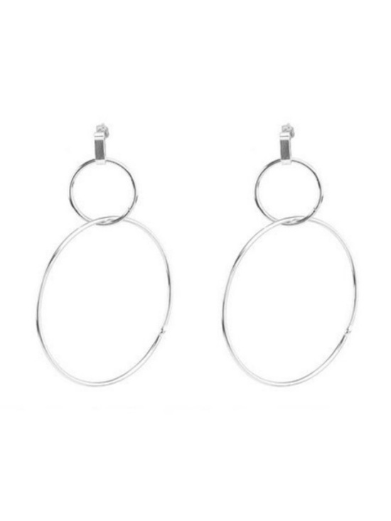 DK’S Design Co Jewelry - BOUTIQUE Silver Double Hoop Dangle Drop Statement Earrings
